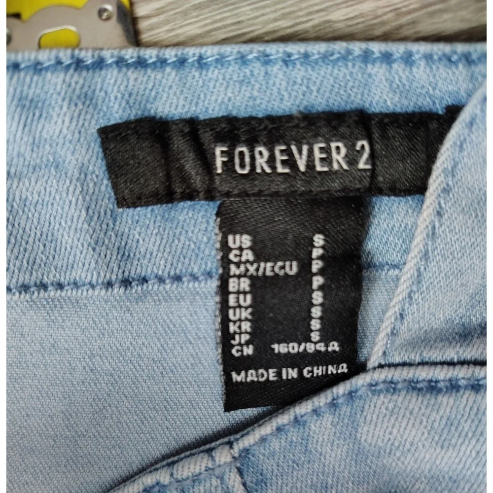 Forever 21 Denim Mini Dress Size S Juniors Bodycon Light‎ Wash Sleeveless Y2K